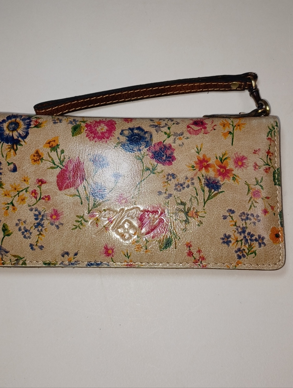 Patricia Nash Prairie Rose Leather Floral  Wristlet Clutch Floral Design Leather